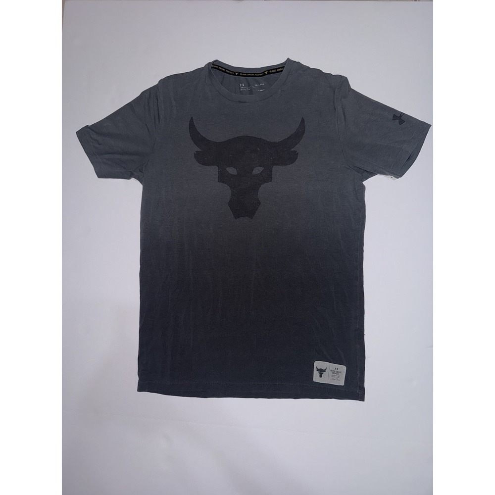 Under Armour Shirt Mens Small Black Project Rock Brahma Bull Gradient Loose Fit
